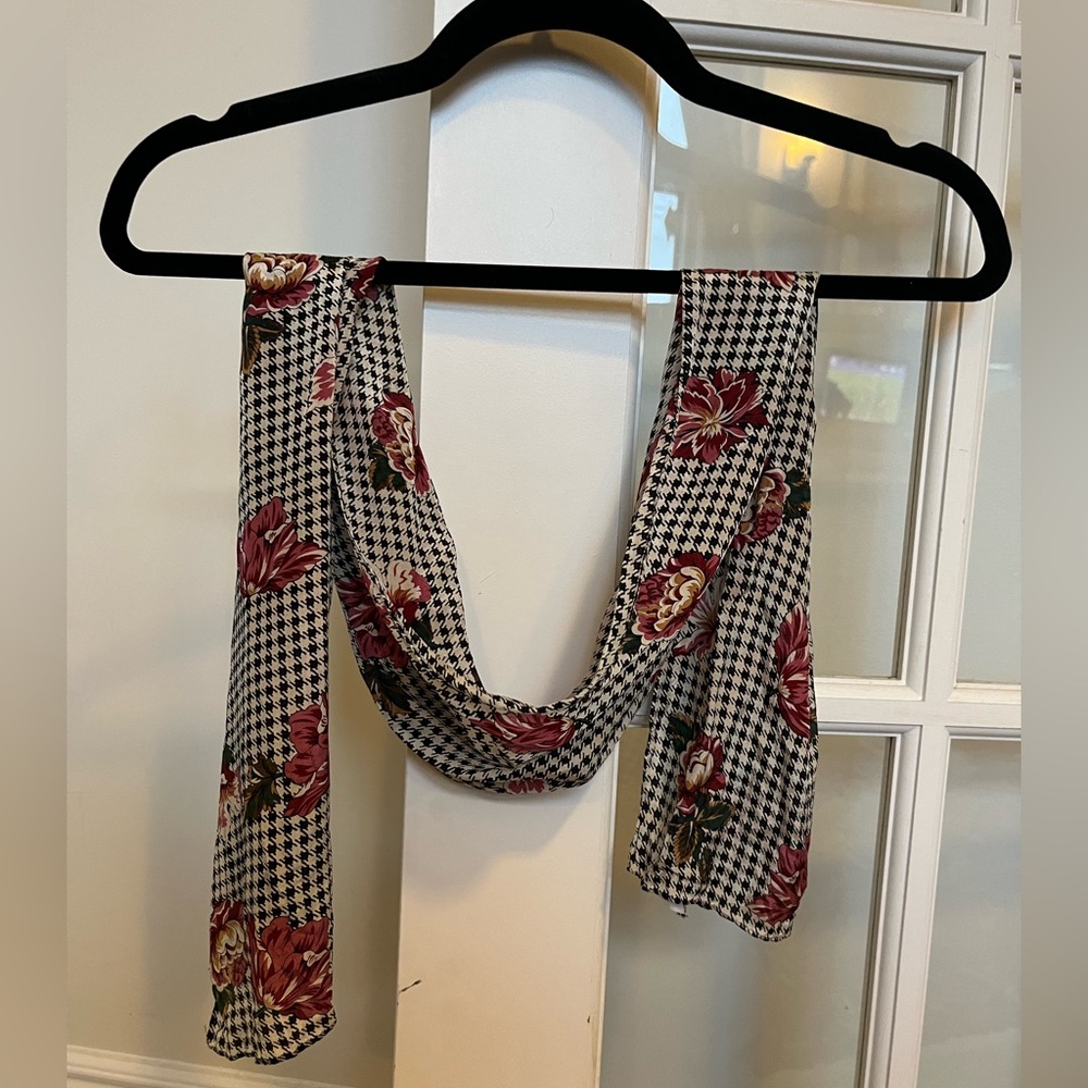 Floral Houndstooth Silk Scarf